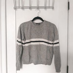 Brandy Melville Grey White Stripe Sweater